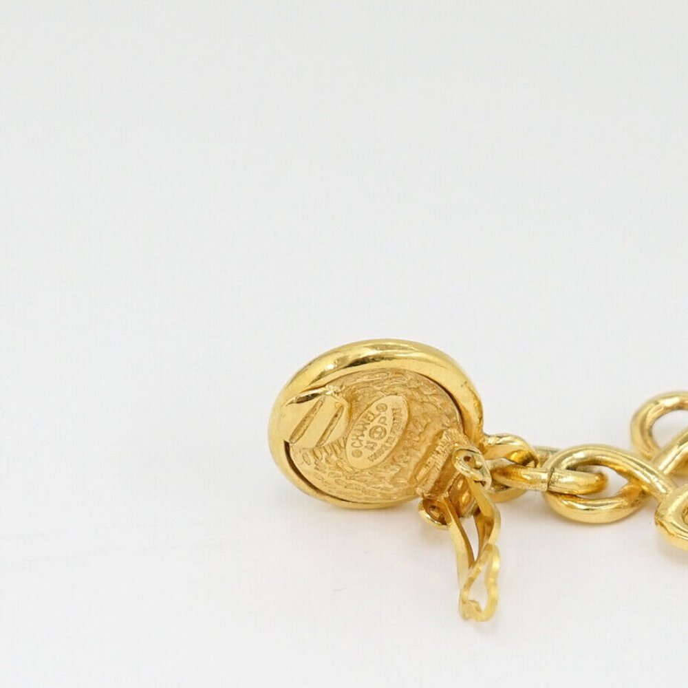 CHANEL CC Logos Cross Dangle Clip-On Earrings Gold Tone 93P Auth w/Box p10591 - Picture 5 of 6